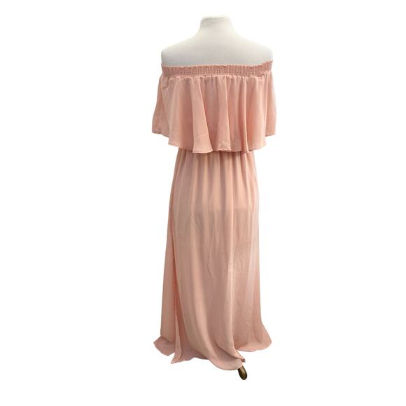 Show Me Your Mumu Hacienda Maxi Dress Frosty Pink Crisp XS Off Shoulder Feminine - Picture 10 of 10